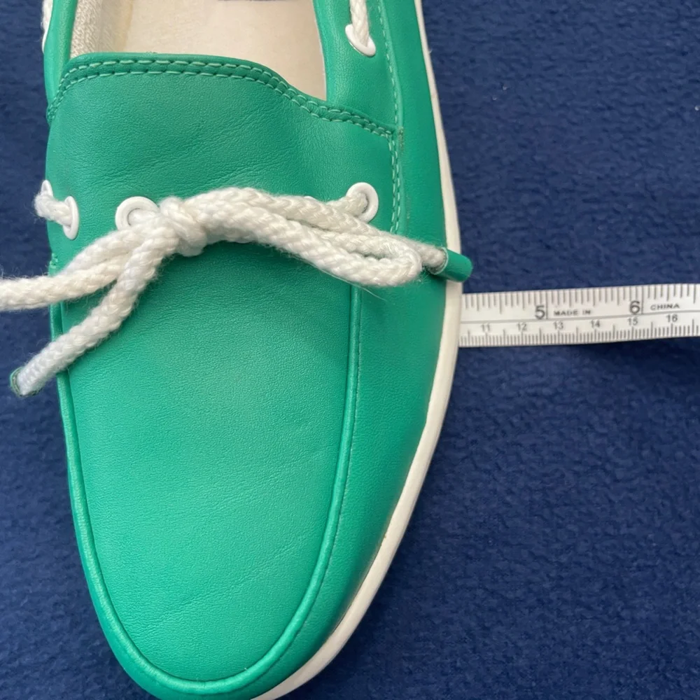 Vintage Par Four Mens Leather Boat Shoes 9.5 RARE HardTo Find Kelly Green Womens